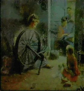 A Family Of Weavers In Flanders