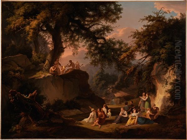 Arcadian Scene With Music-making Pan - view 1