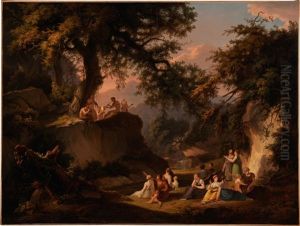 Arcadian Scene With Music-making Pan by Albert Christoph Dies