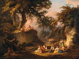 Arcadian Scene With Pan Playing Music by Albert Christoph Dies