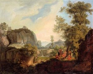 Apollo Unter Den Hirten In Einer Sudlichen Gebirgslandschaft Mit Einem Wasserfall