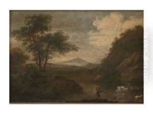 Paisaje Con Ganado Cruzando El Rio by Adriaen Van Diest