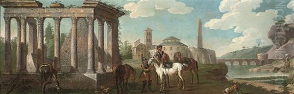 A River Landscape With Roman Ruins - view 1