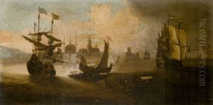 Dutch And English Shipping Before A Levantine Port (constantinople?) by Adriaen Van Diest