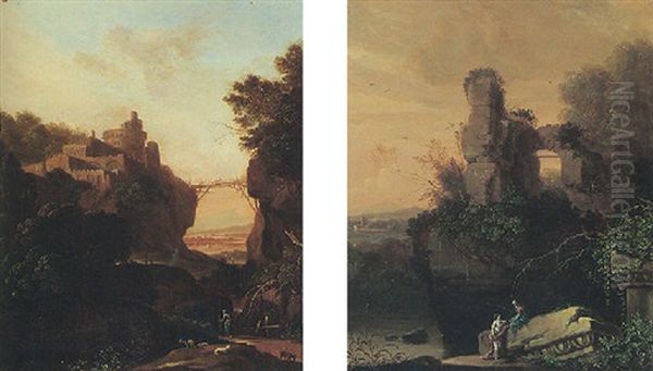 Southern Landscape With Figures Resting Among Antique Ruins - view 1