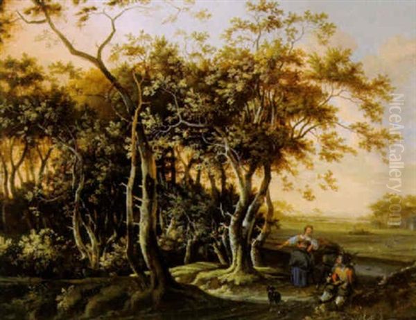 Bewaldete Landschaft Mit Figuren - view 1