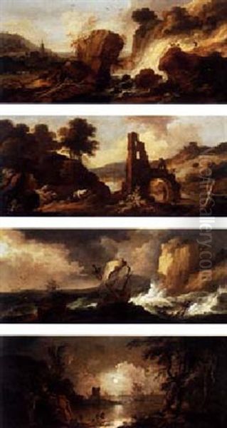 Landscape With Herder And Goats By A Cascade - view 1