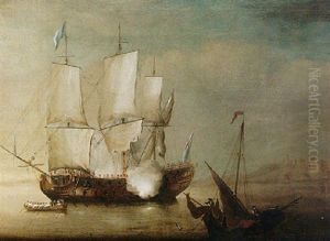 A British Man Of War Off The Coast