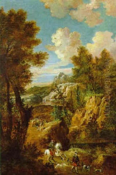 Ausritt Zur Falkenjagd In Gebirgiger Landschaft - view 1