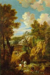 Ausritt Zur Falkenjagd In Gebirgiger Landschaft