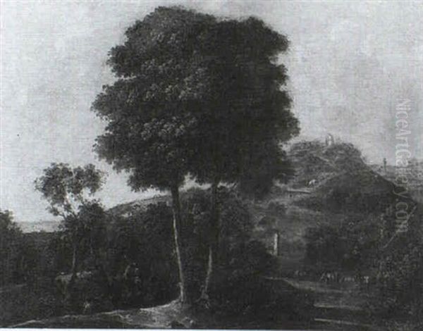 Extensive Landscape With Huntsmen Approaching A Herdsman - view 1