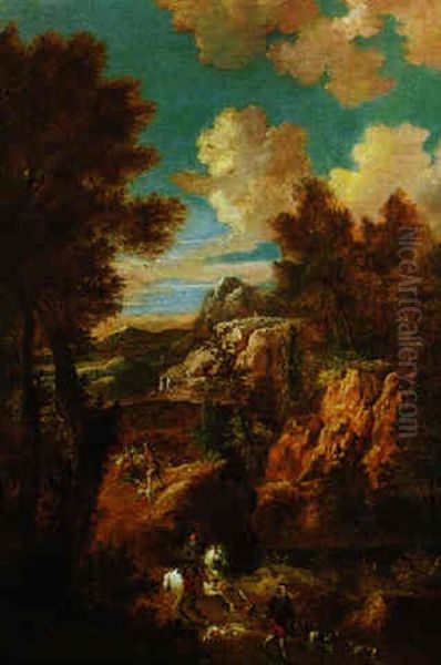 Ausritt Zur Falkenjagd In Gebirgiger Landschaft - view 1