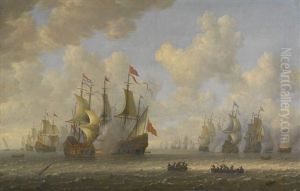 The Battle Of Scheveningen, With The Naval Forces Of The Dutch Republic And The Commonwealth Of England, 10 August 1653 by Jeronymus Van Diest