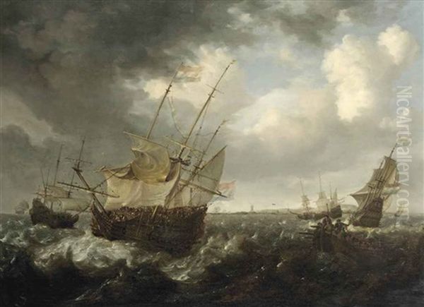 The Dutch Fleet On Choppy Waters Off The Dutch Coast - view 1