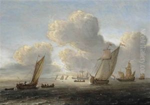 Shipping On Calm Water by Jeronymus Van Diest