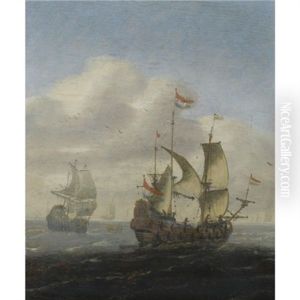 A Seascape With Dutch Frigates by Jeronymus Van Diest