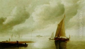 A River Landscape With Sailing Vessels And Boats, With A View Of Fort Rammekens Beyond