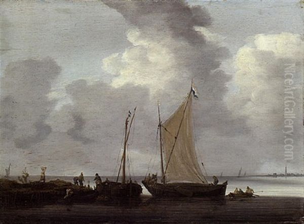Fishermen Unloading Their Catch In Calm Waters - view 1