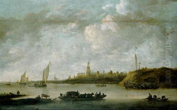 A View Of Rhenen With A Ferryboat - view 1