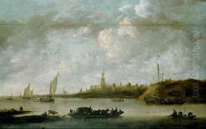 A View Of Rhenen With A Ferryboat