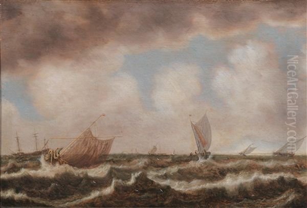 Sailing Boats And Fishing Boats On A Turbulent Sea - view 1