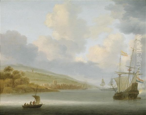 Ankernde Schiffe Vor Einer Kustenlandschaft - view 1