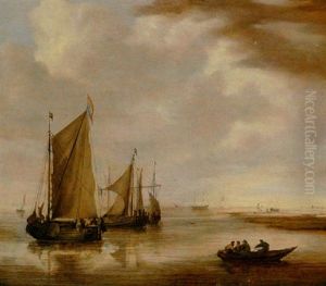 Shipping In A Calm In Coastal Waters by Willem van Diest