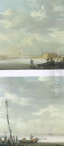 Les Pecheurs Ramassant Le Filet Pres D'un Port Hollandais by Willem van Diest