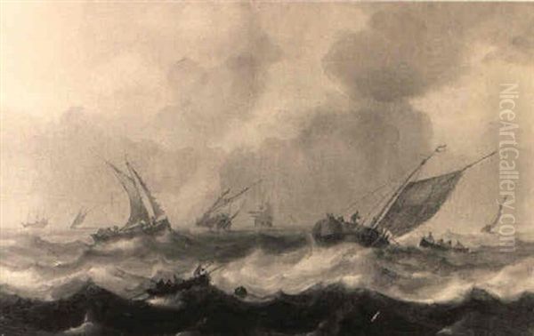 Rowing Vessels And Smalships In Choppy Seas - view 1