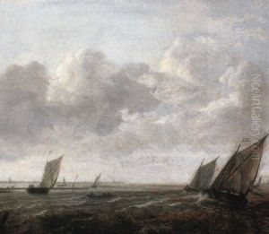 Dutch Coastal Vessels In An Estuary by Willem van Diest