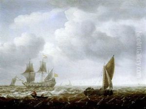 Vaisseau De Guerre Sur Une Mer Agitee Vaisseau De Guerre Sur Une Mer Agitee