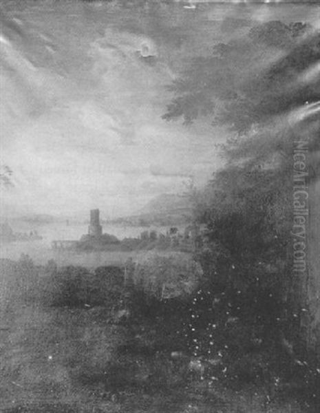 Landscape With Drovers And Sheep, A Castle In A River Estuary Beyond - view 1