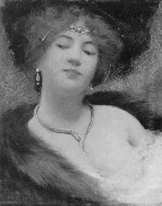 Brustportrait Einer Eleganten Dame Mit Schlangenhalsband by Leo Diet