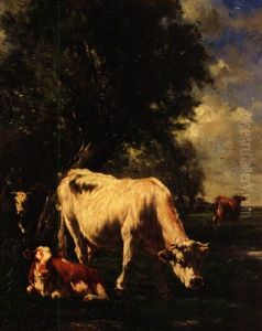 Weidendes Vieh Unter Baumgruppe