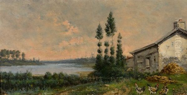 Flusslandschaft Mit Bauernhaus - view 1