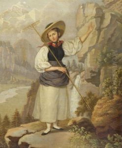 Bauerin Bei Lauterbrunnen by Johann Friedrich Dietler
