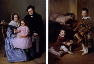 Die Gluckliche Familie (+ Zwei Kinder Mit Trommel; Pair) by Johann Friedrich Dietler