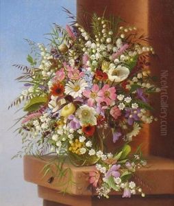 Auf Einer Mauer Sitzende Junge Frau In Tracht by Adelheid Dietrich