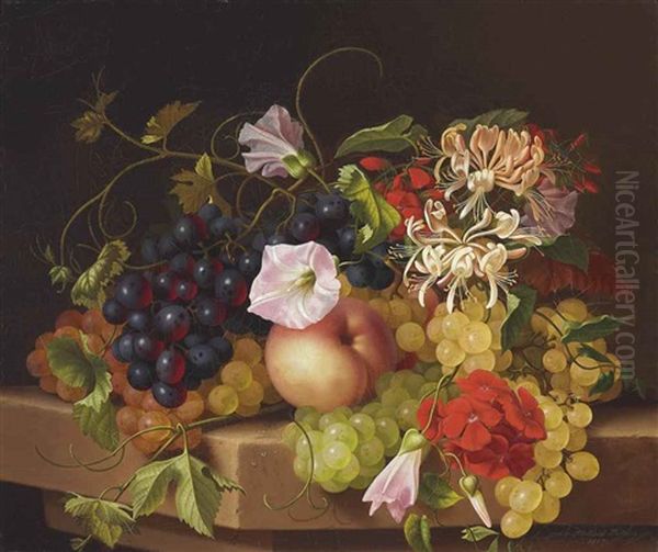 Still Life With Grapes, Peaches And Flowers - view 1