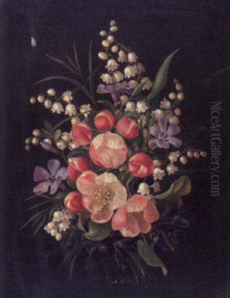 Stilleben Mit Maiglockchen, Pfingstrosen, Anemonen, Fuchsien Und Veilchen - view 1