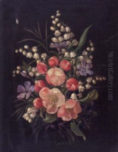 Stilleben Mit Maiglockchen, Pfingstrosen, Anemonen, Fuchsien Und Veilchen by Adelheid Dietrich