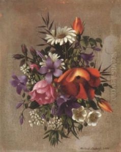 Stilleben Mit Margerithen, Glockenblumen, Rosenknospen Und Mohn Stilleben Mit Margerithen, Glockenblumen, Rosenknospen Und Mohn