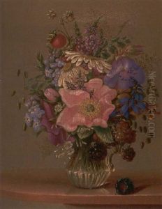 Stilleben Mit Buntem Sommerblumenstraus