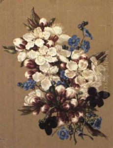 Apple Blossoms And Purple Violets by Adelheid Dietrich