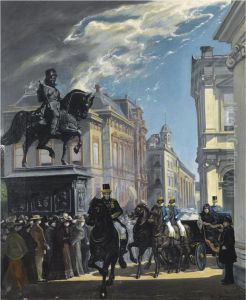 Queen Emma And Princess Wilhelmina In A Carriage Near Noordeindepalace, The Hague by Eduard Marcelis Arend Arnoldus