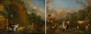 Italian Landscapes (pair) by Christian Wilhelm Ernst Dietrich