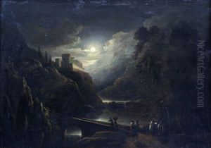 Paysage Au Pont Et Au Clair De Lune by Christian Wilhelm Ernst Dietrich