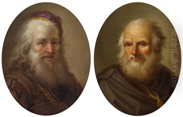Pair Of Works: Portraits Of Bearded Men - view 1