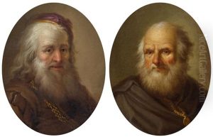Pair Of Works: Portraits Of Bearded Men