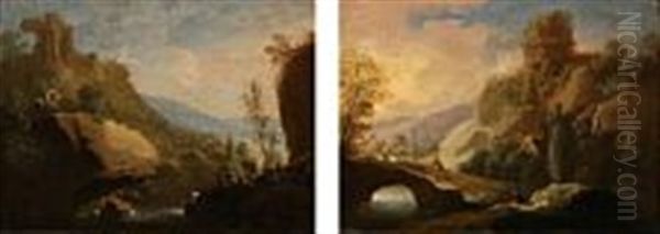 Two Italianate Landscapes With Shepherds (2 Works) - view 1